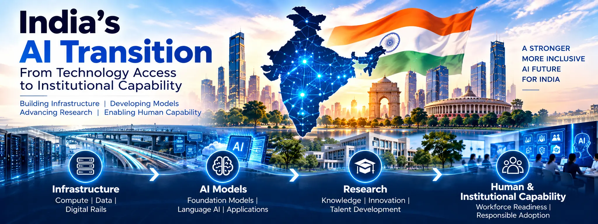 India's AI Transition from technology access to institutional capability: infrastructure, AI models, research, and human and institutional capability
